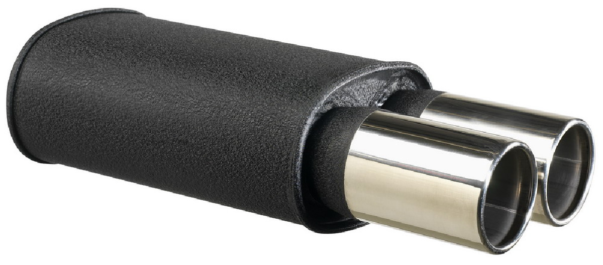Stainless Steel	Universal Black Rear Muffler 2x90mm Round 