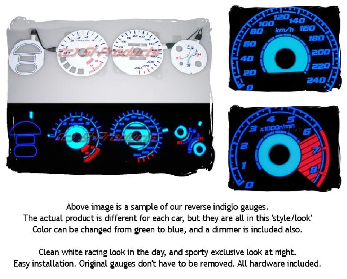 Honda Accord 98-02 CG 7/8 Reverse Indiglo Gauges