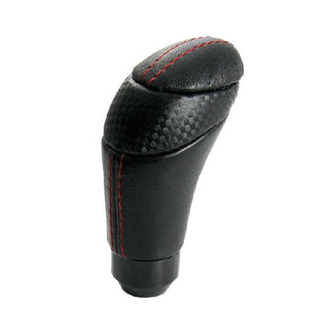 Universal VMS Shift Knob Black Leather + Red Stitches Schaltknauf