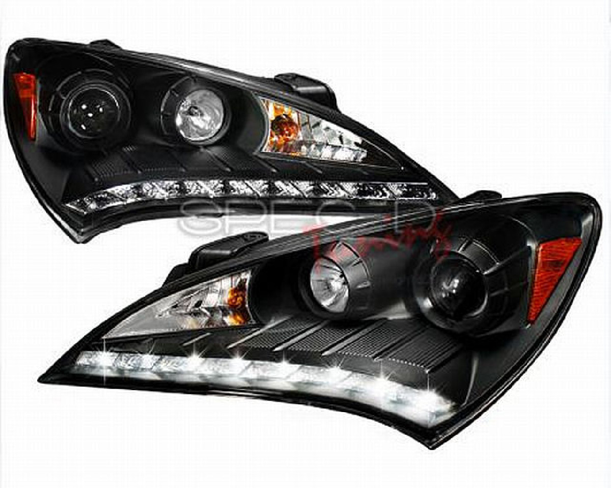 LED Tagfahrlicht Scheinwerfer Hyundai Genesis Coupe ab Bj. 08, schwarz