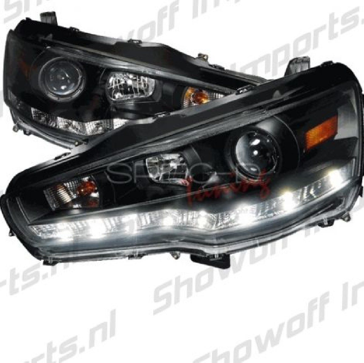Mitsubishi Lancer/Evo 08-15 Black Projector Headlights + Led Mitsubishi Lancer/Evo 08-15 Black Projector Headlights + Led
