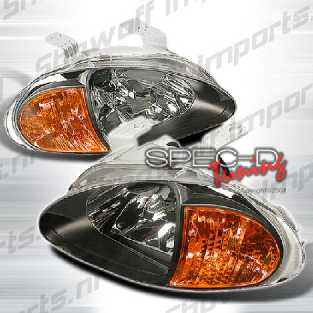 Honda Delsol 92-97 Black/Amber 1-Piece JDM Headlights