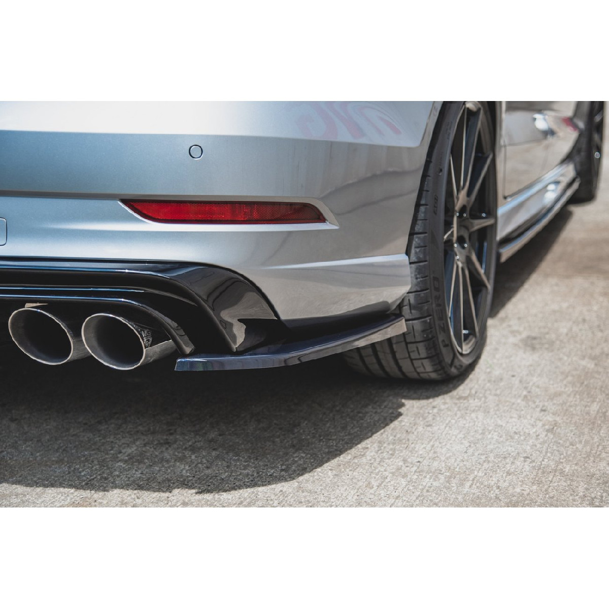 Heck Ansatz Flaps Diffusor V.2 für Audi S3 Limousine 8V Facelift schwarz matt Heck Ansatz Flaps Diffusor V.2 für Audi S3 Limousine 8V Facelift schwarz matt