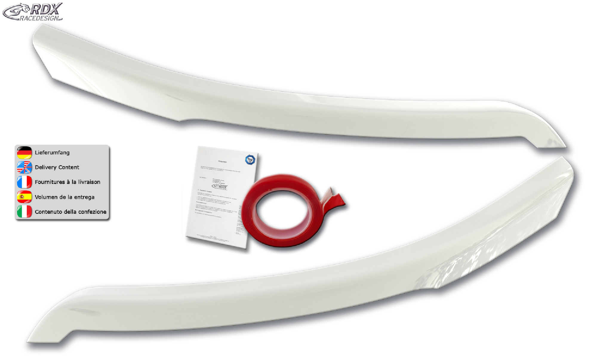 Scheinwerferblenden FORD Transit (2014-heute) für Xenon- und schwarze Halogen-Scheinwerfer weiß glänzend Böser Blick