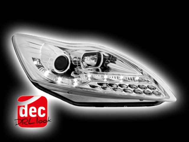 Tagfahrlicht-Optik Scheinwerfer Ford Focus mk2 Facelift (08-11) LED chrom Tagfahrlicht-Optik Scheinwerfer Ford Focus mk2 Facelift (08-11) LED chrom