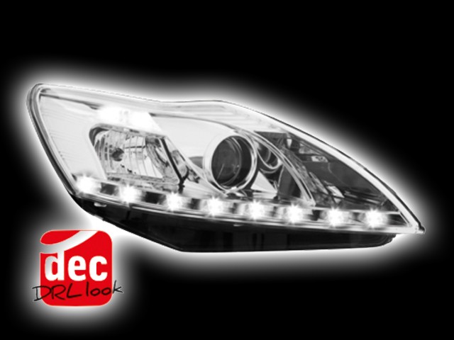 Tagfahrlicht-Optik Scheinwerfer Ford Focus mk2 Facelift (08-11) chrom Tagfahrlicht-Optik Scheinwerfer Ford Focus mk2 Facelift (08-11) chrom