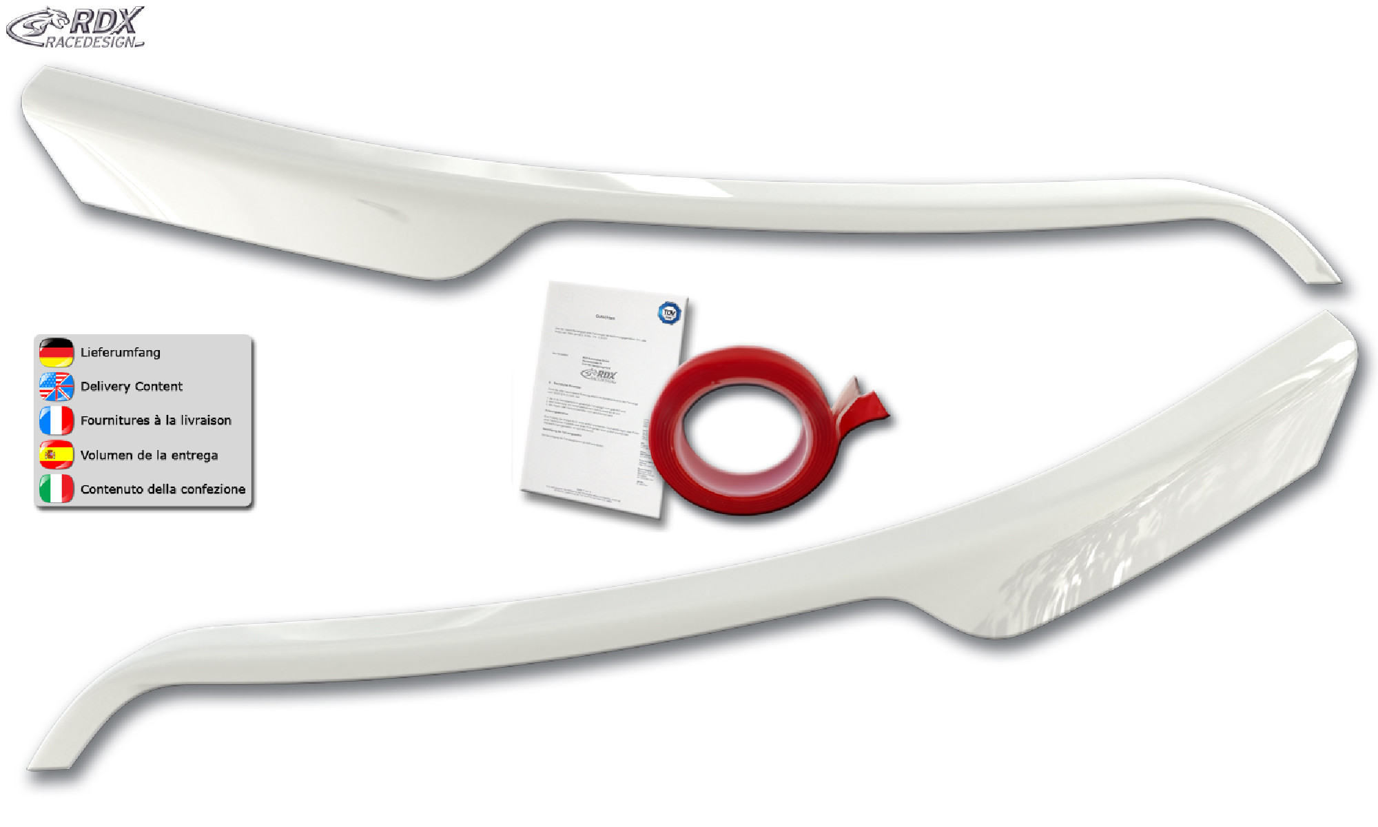 Scheinwerferblenden FORD Transit (2014-heute) für silberne Halogen-Scheinwerfer weiß glänzend Böser Blick