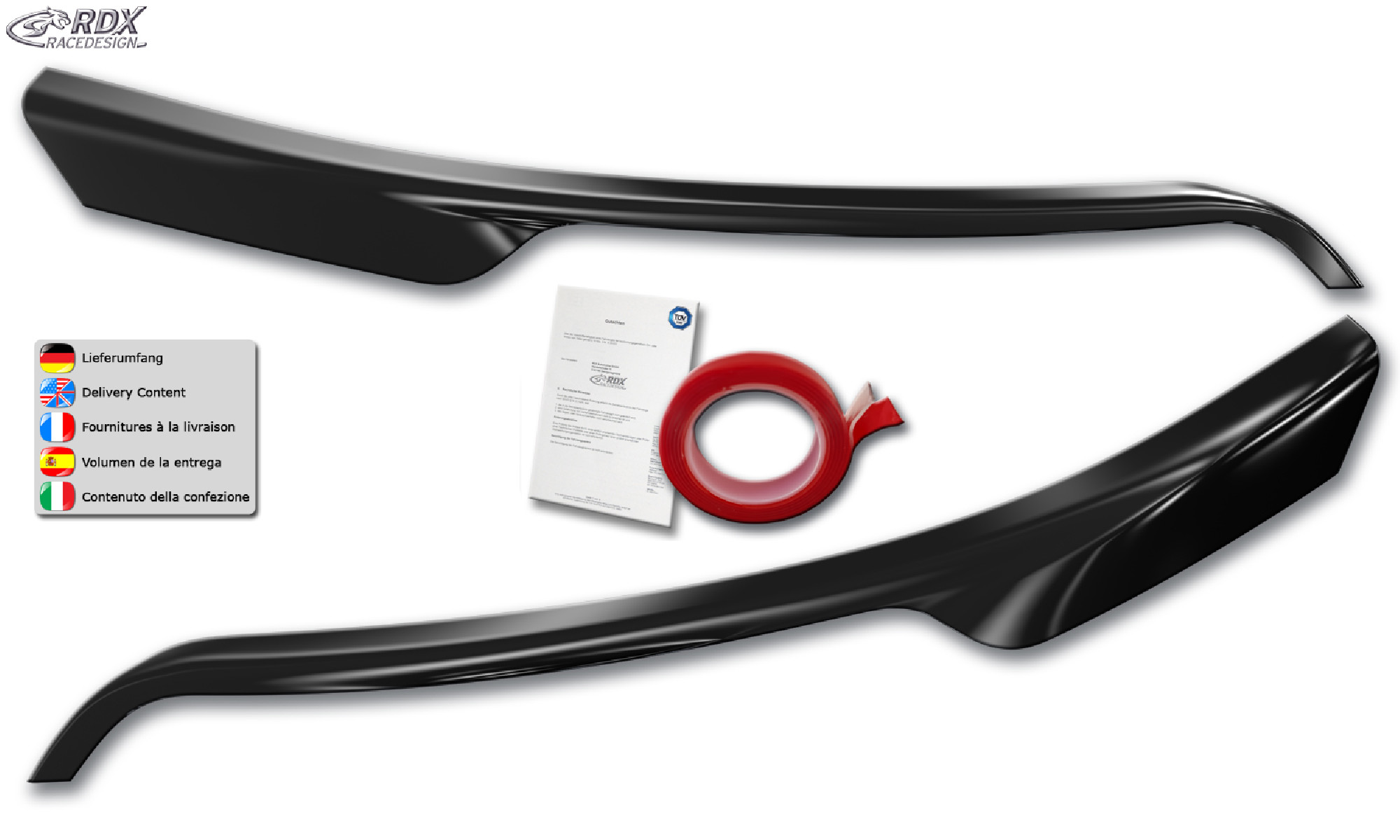 Scheinwerferblenden FORD Transit (2014-heute) für silberne Halogen-Scheinwerfer schwarz glänzend Böser Blick