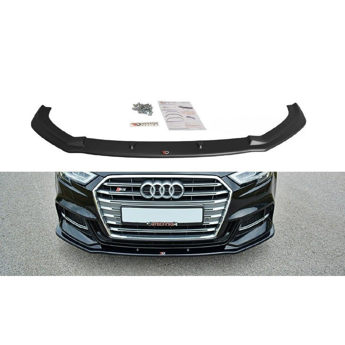 Cup Spoilerlippe Front Ansatz für V.1 Audi S3 / A3 S-Line 8V FL schwarz matt