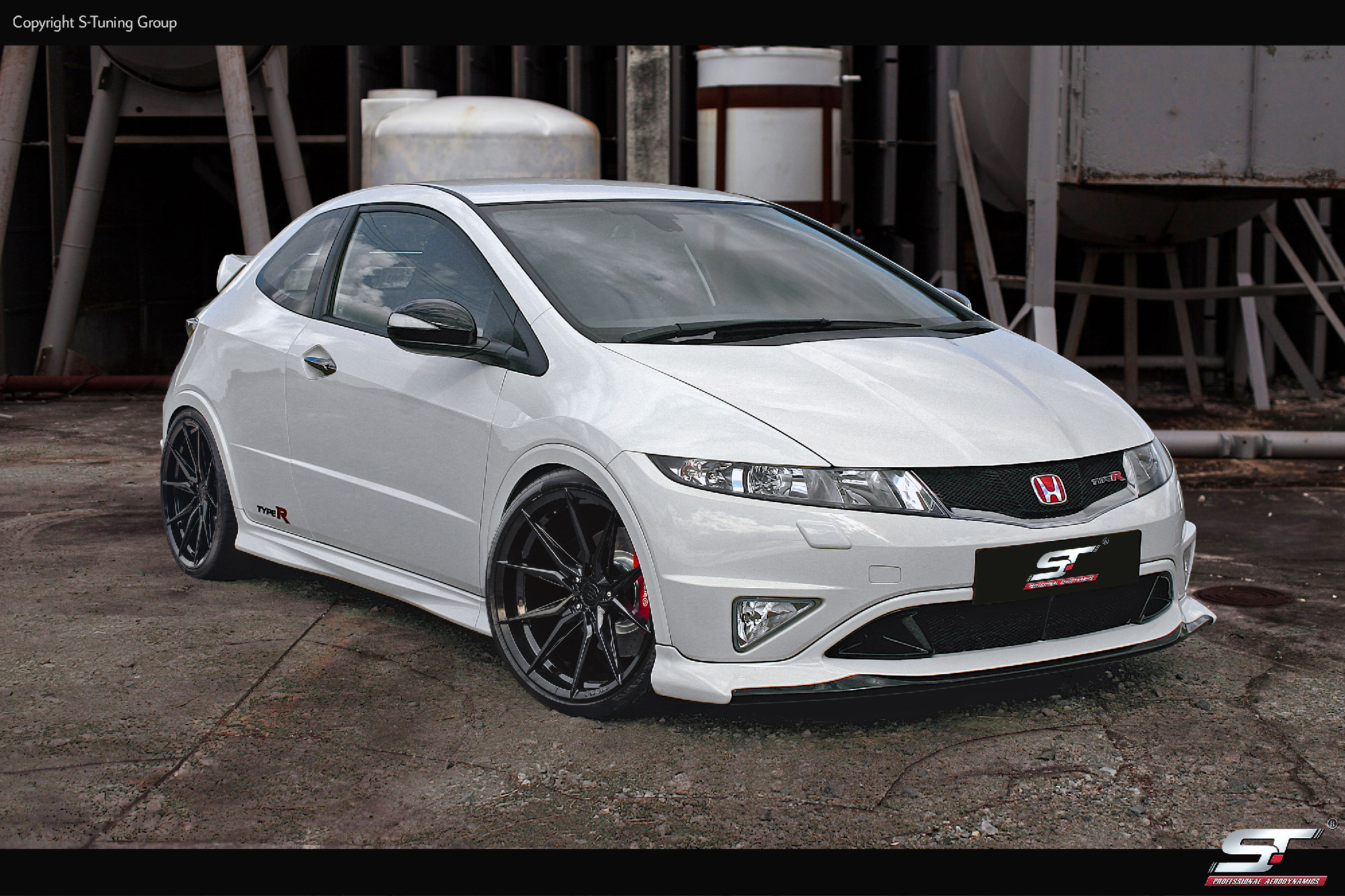 Frontansatz für Honda Civic FN2/FN/FK. Aerokit Spec 1, Frontspoiler, Frontlippe, Frontschürze geteilt
