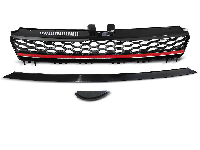 GRILL SPORT BLACK RED fits VW GOLF 7 13-17 GRILL SPORT BLACK RED fits VW GOLF 7 13-17