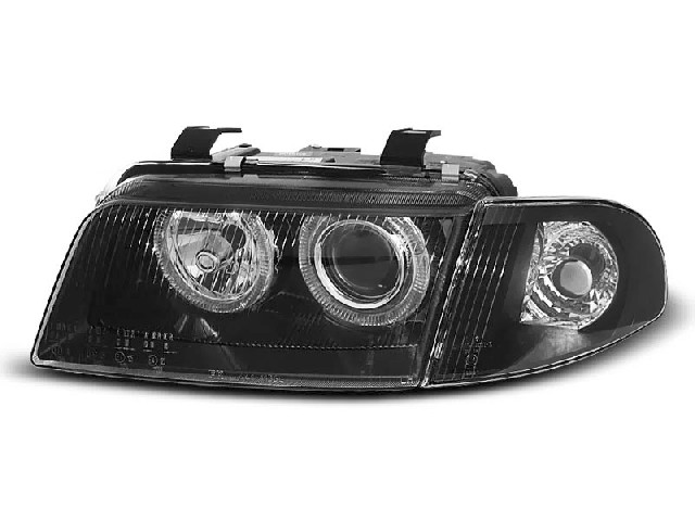 HEADLIGHTS ANGEL EYES BLACK fits AUDI A4 11.94-12.98 HEADLIGHTS ANGEL EYES BLACK fits AUDI A4 11.94-12.98