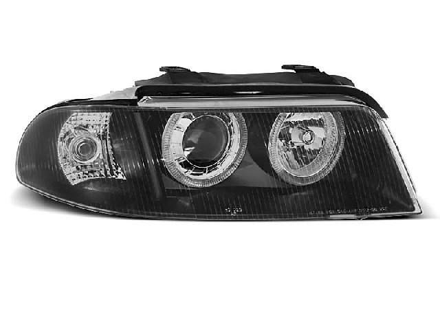 HEADLIGHTS ANGEL EYES BLACK fits AUDI A4 01.99-09.00 HEADLIGHTS ANGEL EYES BLACK fits AUDI A4 01.99-09.00