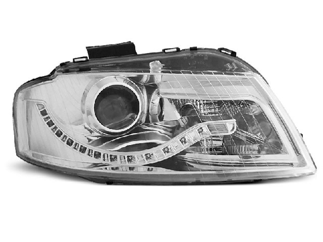 HEADLIGHTS DAYLIGHT CHROME fits AUDI A3 8P 05.03-03.08 HEADLIGHTS DAYLIGHT CHROME fits AUDI A3 8P 05.03-03.08