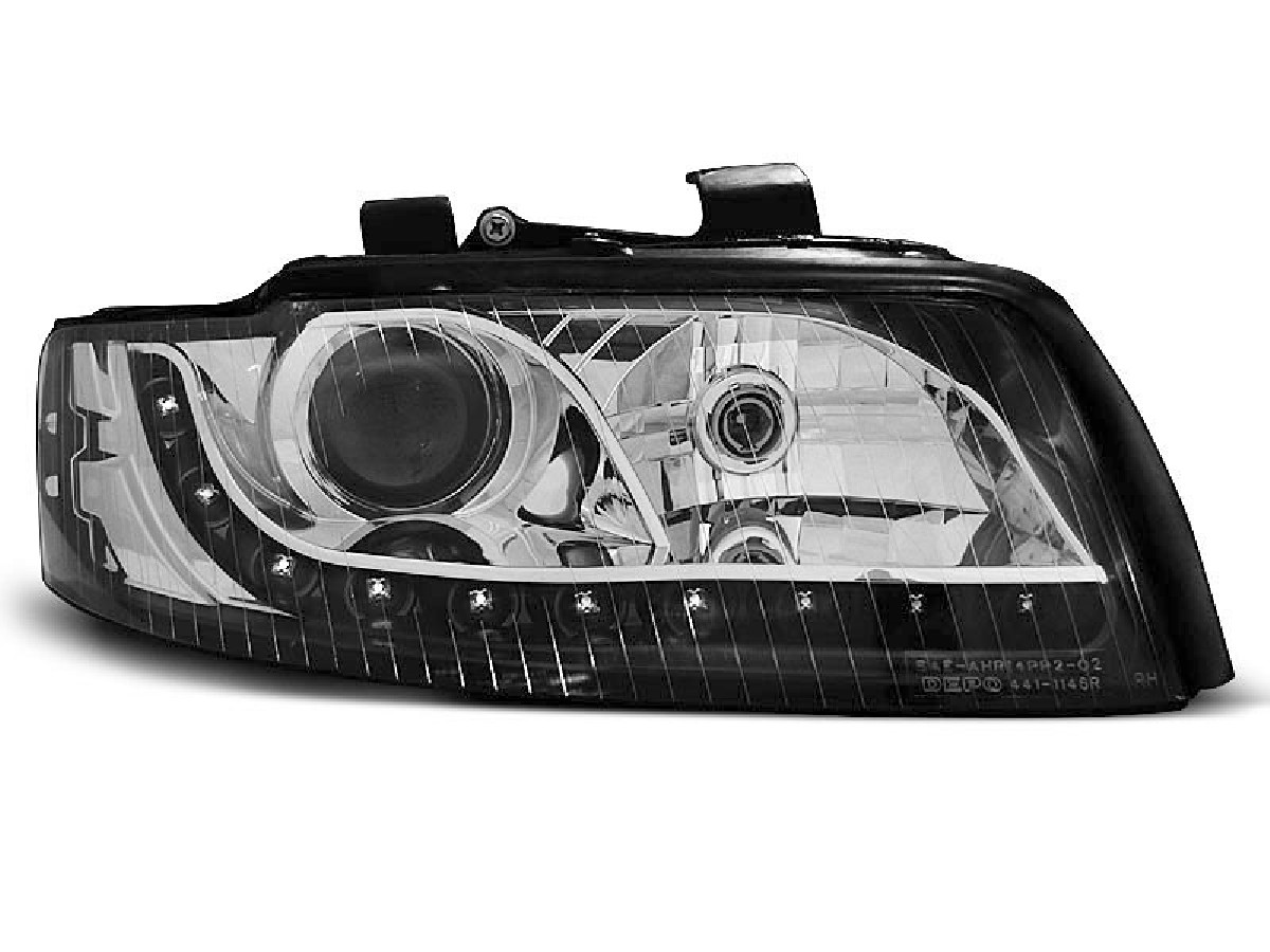HEADLIGHTS DAYLIGHT BLACK fits AUDI A4 10.00-10.04