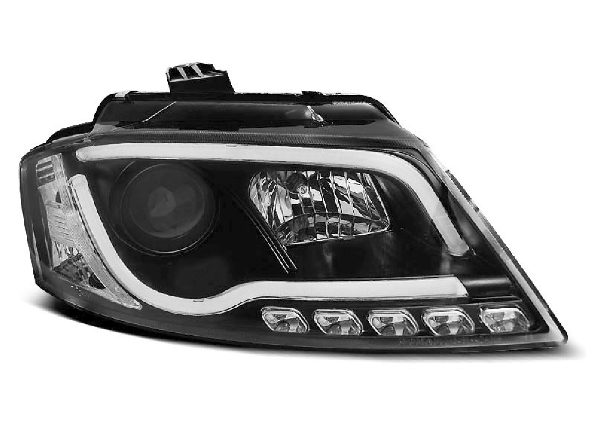 HEADLIGHTS TUBE LIGHT DRL BLACK fits AUDI A3 8P 08-12 HEADLIGHTS TUBE LIGHT DRL BLACK fits AUDI A3 8P 08-12
