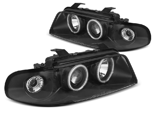 HEADLIGHTS ANGEL EYES CCFL BLACK fits AUDI A4 11.94-12.98 HEADLIGHTS ANGEL EYES CCFL BLACK fits AUDI A4 11.94-12.98
