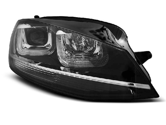 HEADLIGHTS U-LED LIGHT BLACK WITH CHROME LINE fits VW GOLF 7 11.12-17