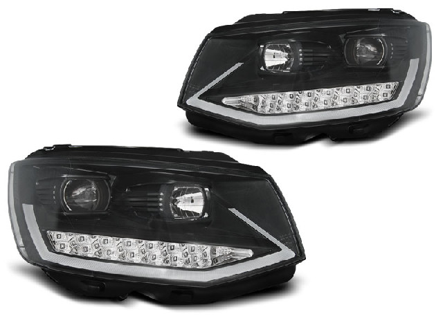 HEADLIGHTS TUBE LIGHT DRL BLACK CHROME fits VW T6 15-19