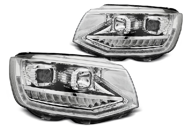 HEADLIGHTS TUBE LIGHT DRL CHROME SEQ fits VW T6 15-19