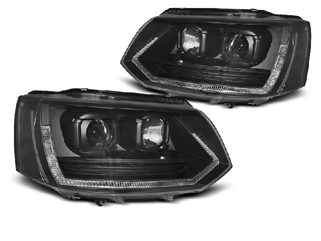 HEADLIGHTS TUBE LIGHT T6 LOOK BLACK fits VW T5 2010-2015