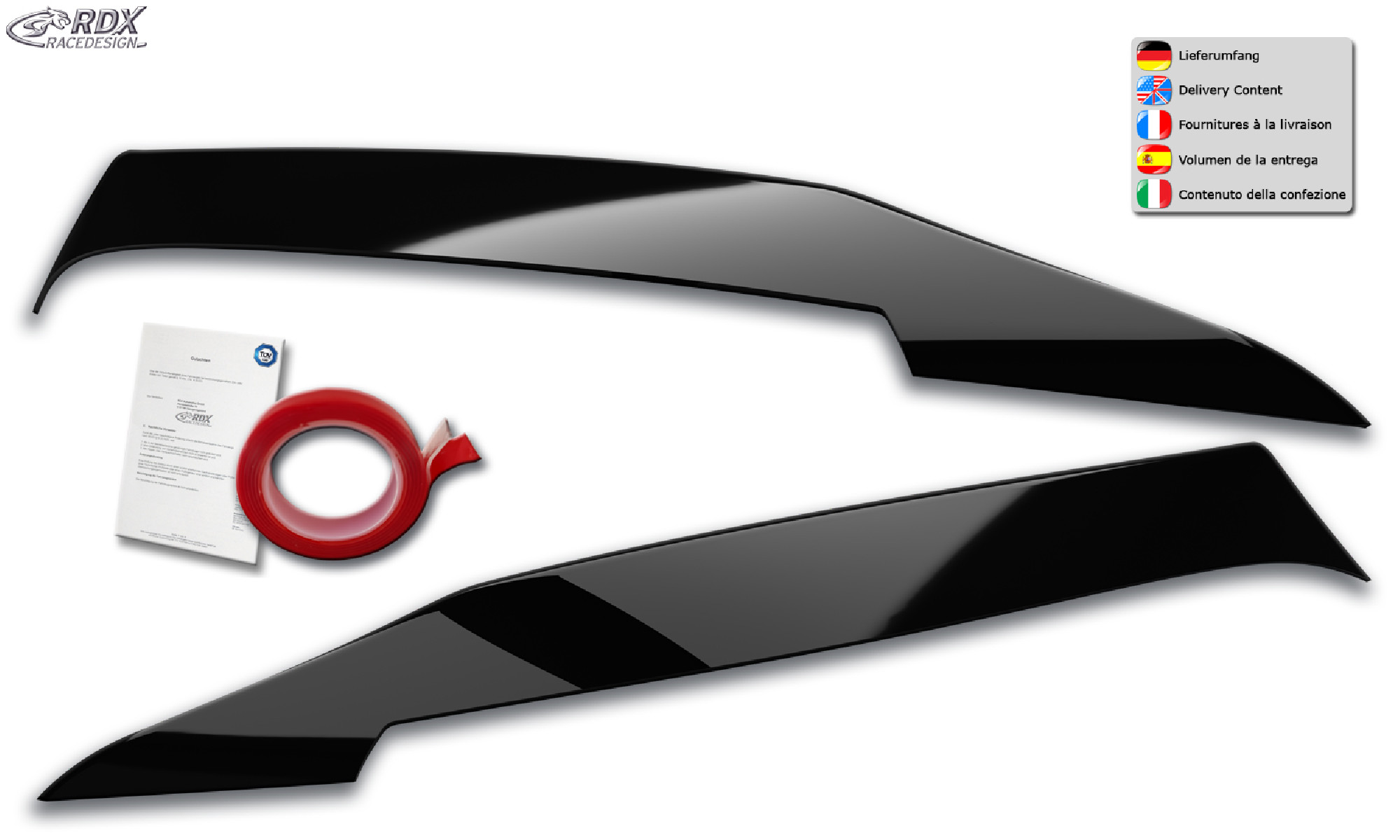 Scheinwerferblenden für MERCEDES C-Klasse W205, S205, C205 (2014+) schwarz glänzend Böser Blick