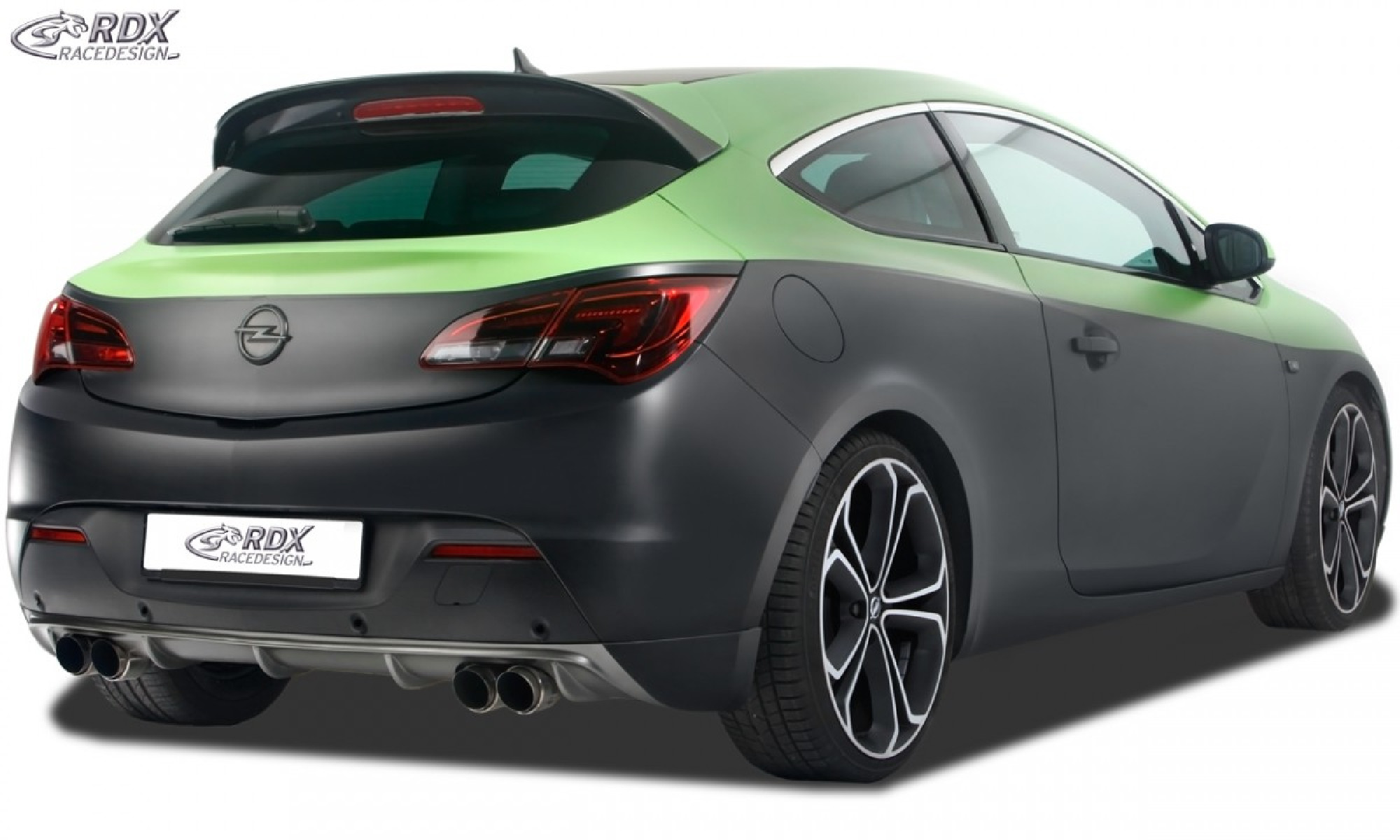Heckansatz für OPEL Astra J GTC Diffusor Heckblende Heckdiffusor (für Duplex-Auspuff)