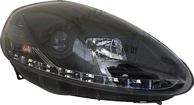 LED Tagfahrlicht Scheinwerfer Fiat Grande Punto 05-07 R8 Style Schwarz