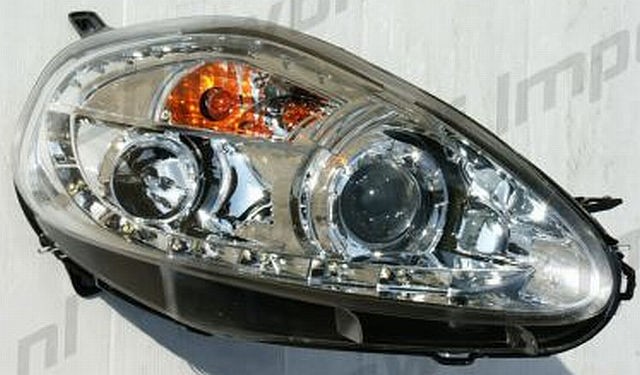 LED Tagfahrlicht Scheinwerfer Fiat Grande Punto 05-07 R8 Style Chrom V2