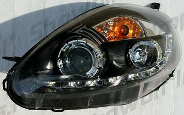 LED Tagfahrlicht Scheinwerfer Fiat Grande Punto 05-07 R8 Style Schwarz V2