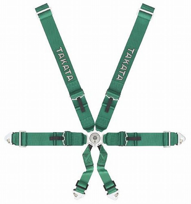 Takata Renn-Sicherheitsgurt RACE SFI 6-Point Green Snap-on