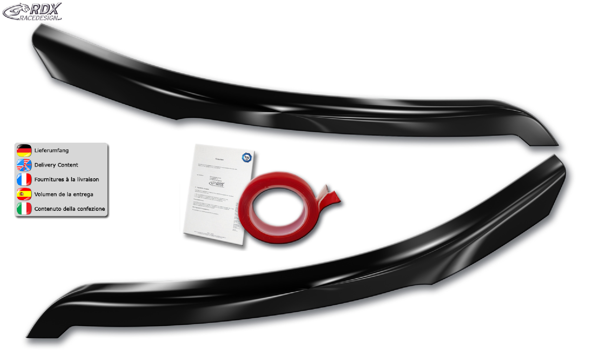 Scheinwerferblenden FORD Transit (2014-heute) für Xenon- und schwarze Halogen-Scheinwerfer schwarz glänzend Böser Blick