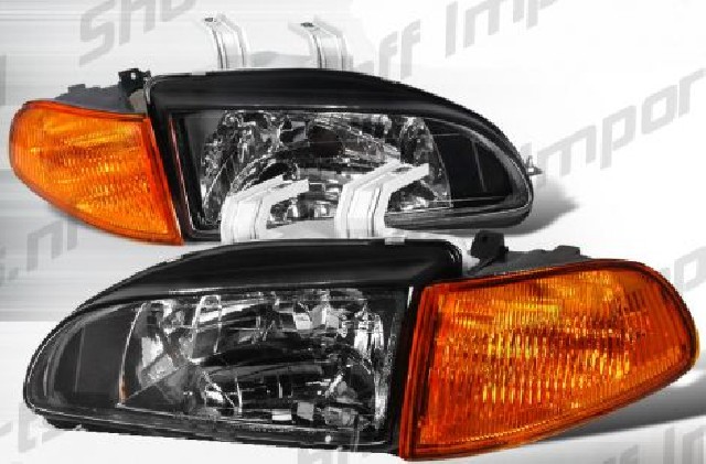 Honda Civic 92-95 4D Black Headlights + Amber Corners