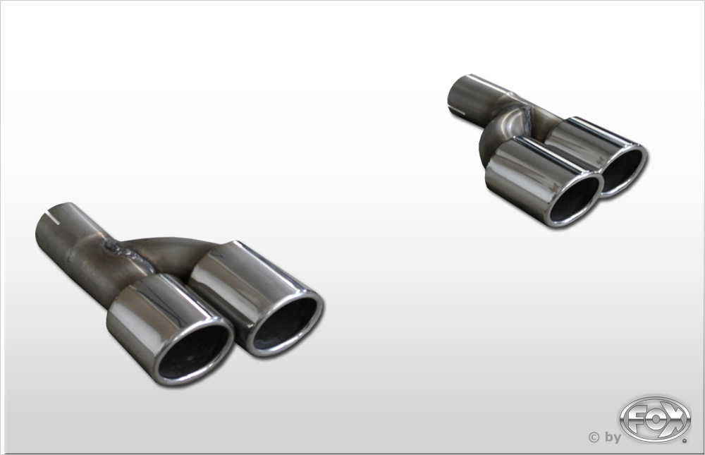 FOX Audi A4 B7 - 2,0l TFSI Endrohrpaar zum Aufstecken i57mm - 2x88x74 Typ 32 rechts/links FOX Audi A4 B7 - 2,0l TFSI Endrohrpaar zum Aufstecken i57mm - 2x88x74 Typ 32 rechts/links