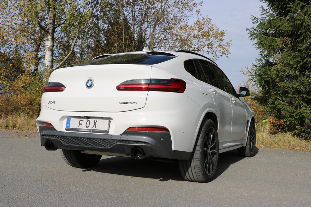 BMW X4 G02 - 30i Endschalldämpfer quer Ausgang rechts/links - 1x100 Typ 25 rechts/links SCHWARZ emalliert mit Abgasklappe