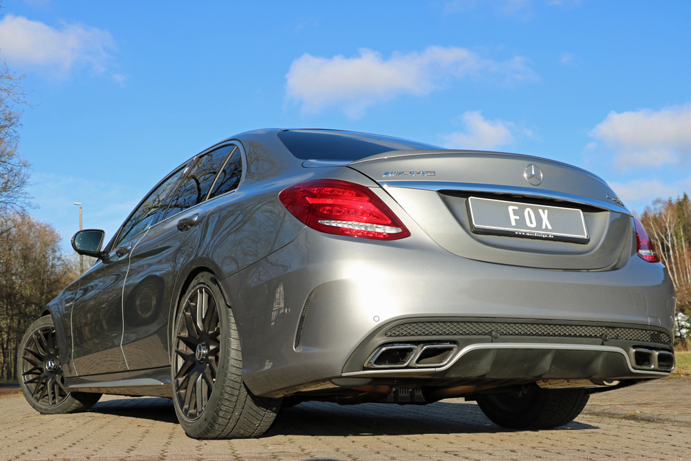 Mercedes C-Klasse 205 AMG C63 S Endschalldämpfer rechts/links inkl. Abgasklappen - Endrohre sitzen in der originalen Stoßstange