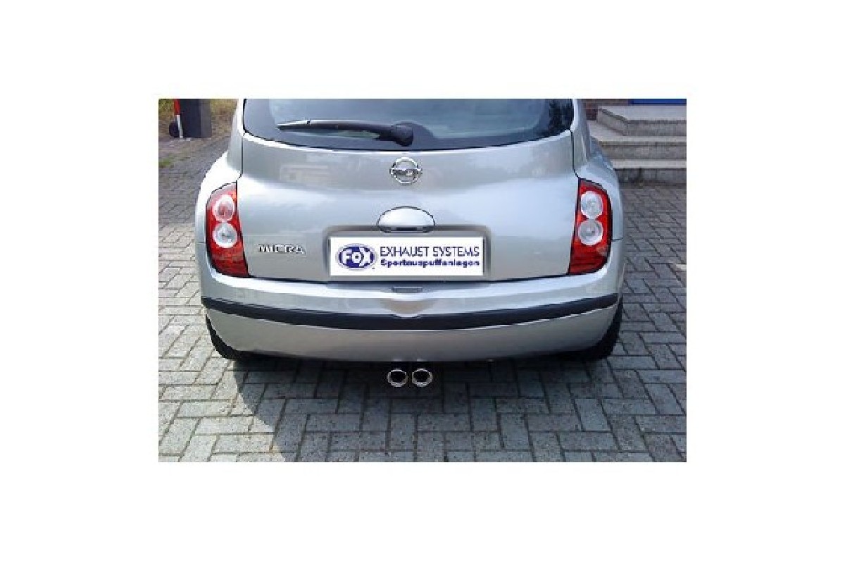 FOX Nissan Micra K12 Endschalldämpfer Ausgang mittig - 2x76 Typ 13 mit Flansch FOX Nissan Micra K12 Endschalldämpfer Ausgang mittig - 2x76 Typ 13 mit Flansch