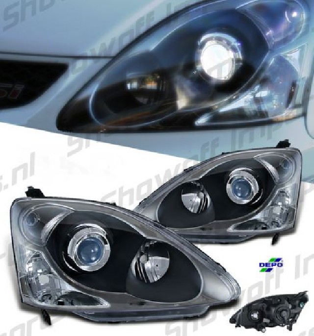 Honda Civic 01-05 3D Clear Facelift Look Headlights H1/HB3