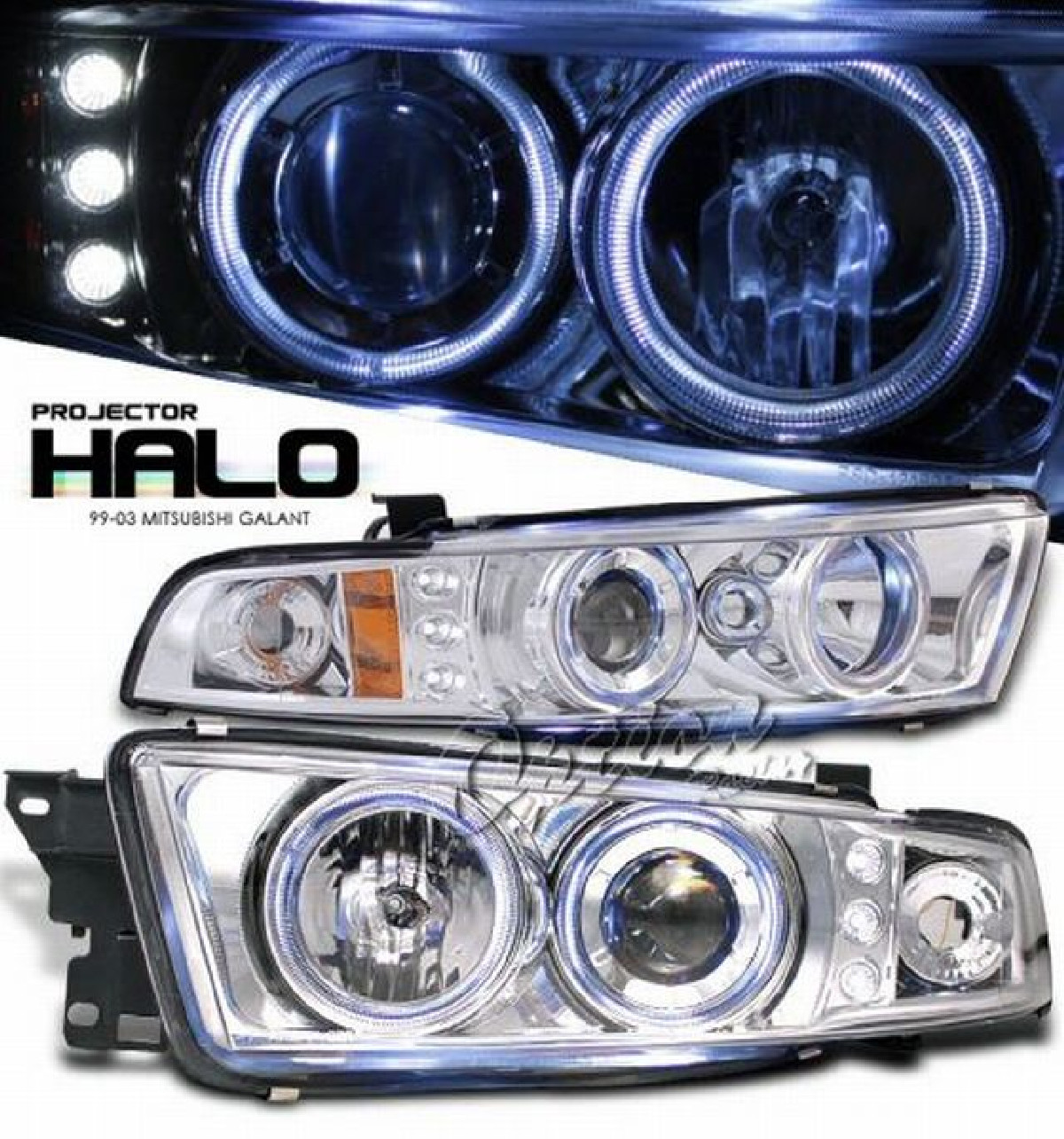 Angel Eyes Scheinwerfer Mitsubishi Galant EAO 97-04 Chrom